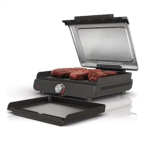 Ninja Griddle and Indoor Grill, 14 , Electric Grill, For Steak, Burgers, Salmon, Veggies, and More, Pancake Griddle, Nonstick, Dishwasher Safe, 500F, Even Cooking, Silver, GR101