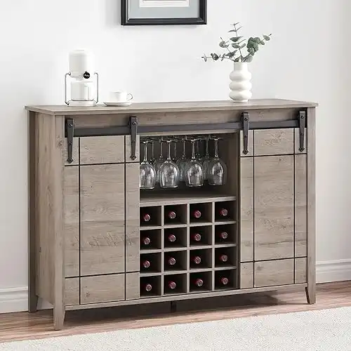 Farmhouse Wine Bar Cabinet, 47" Coffee Bar Cabinet