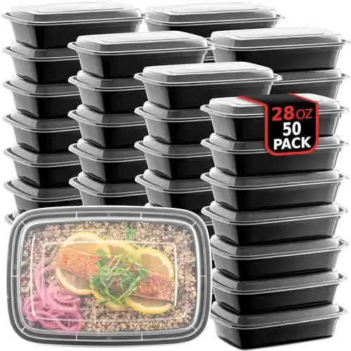 50-Pack Reusable Meal Prep Containers