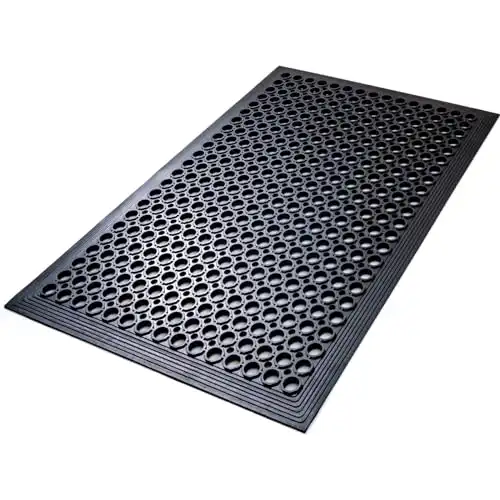 Rubber Outdoor Floor Mats Restaurant Kitchen Anti Fatigue Rubber Drainage Floor Mat Durable Non Slip Bar Floor Mats Used for Indoor Outdoor Wet Area 24" x 36" Black